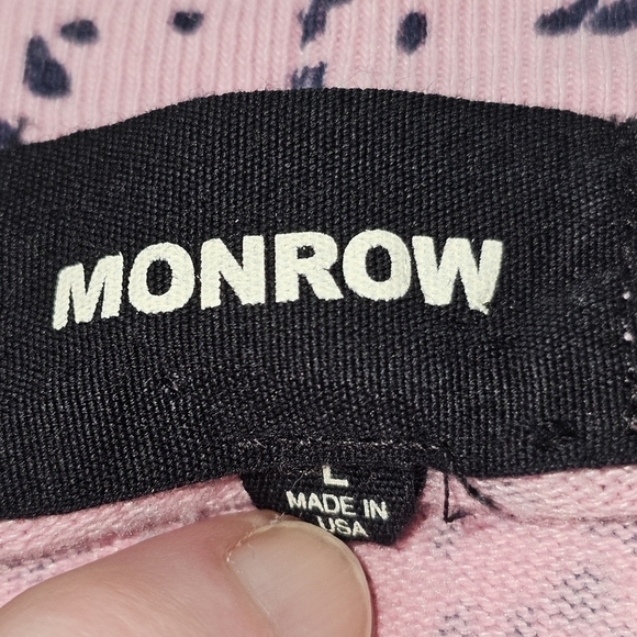 Monrow Cheetah Hot Pink Boyfriend Cutoff Long Sleeve Sweatshirt in Large - Picture 7 of 9